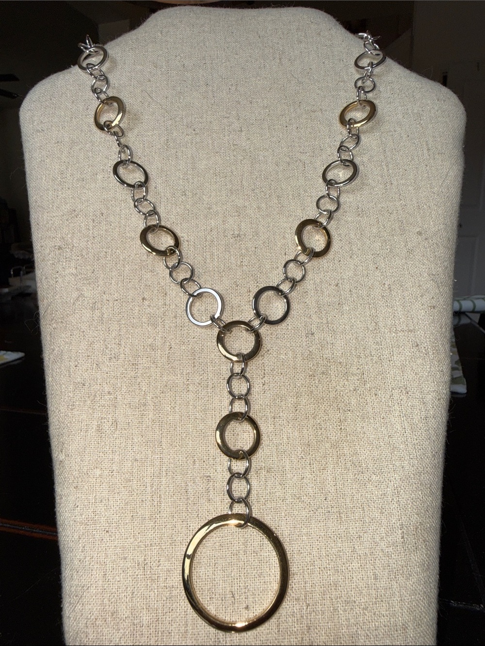 Lia Sophia Two-Tone Gold and Silver Link Y-Necklace